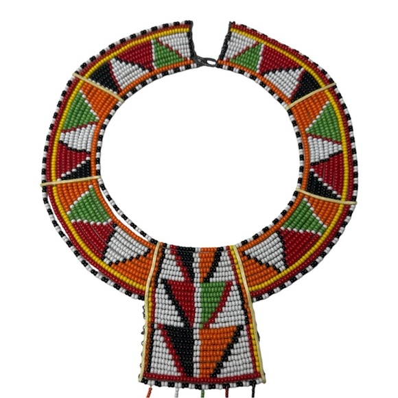 Maasai Beaded Wedding Choker Kenya Tribal - Picture 2 of 11